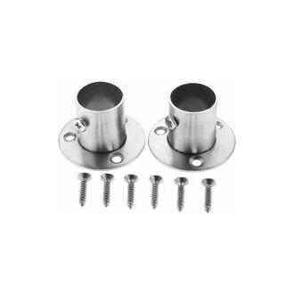 CA Soportes para barra de armario de acero inoxidable con brida S-giant (paquete de 2)