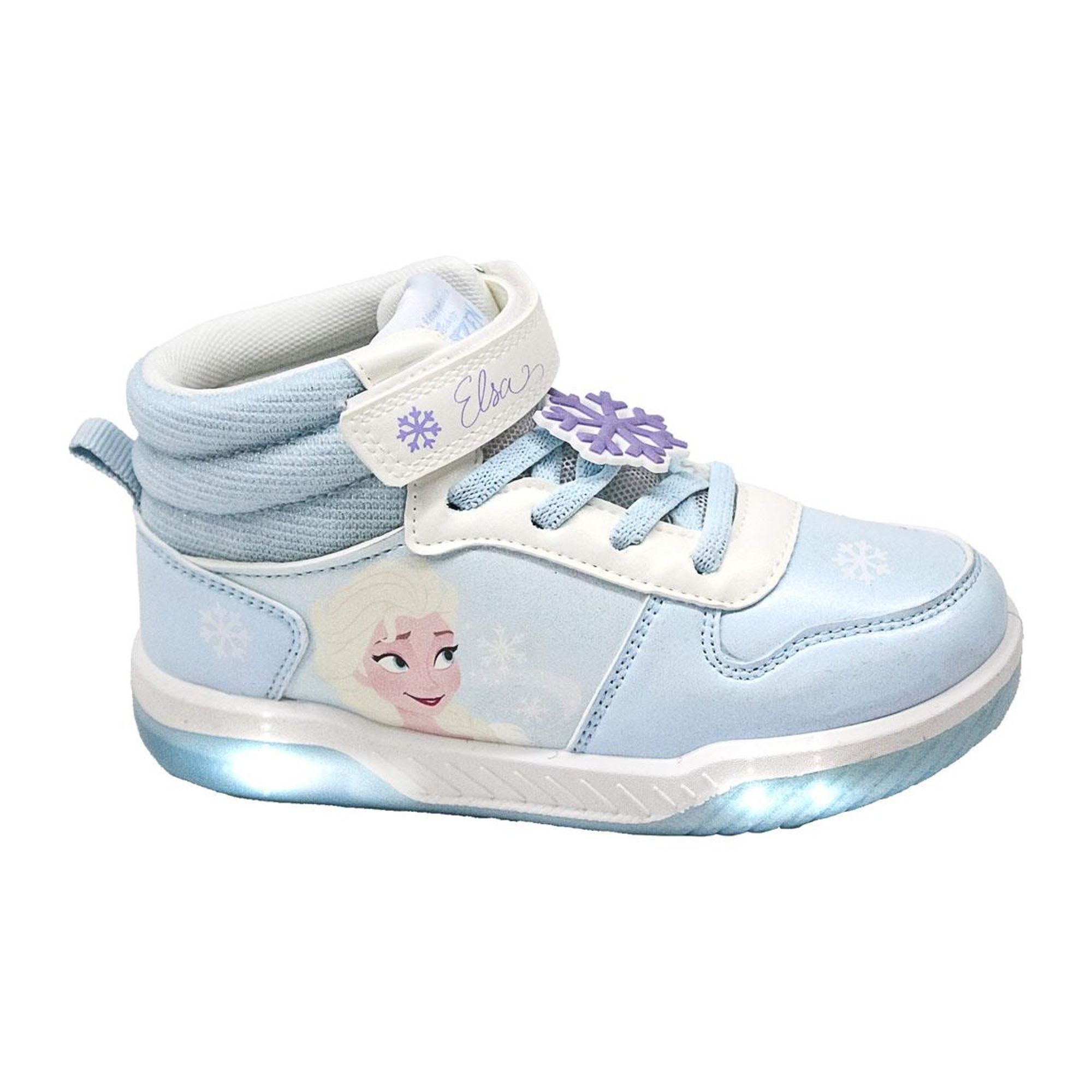 Zapatillas Deportivas Frozen para Niñas, Zapatillas Altas con Luces LED, Diseño Exclusivo Azul con Elsa, Perfectas para Escuela y Tiempo Libre