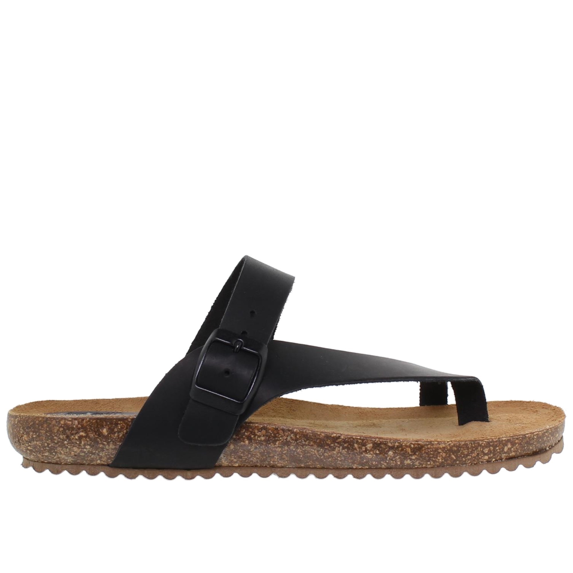 Sandalia plana bio mujer piel negro - Blusandal 501BLU - Fabricadas en España