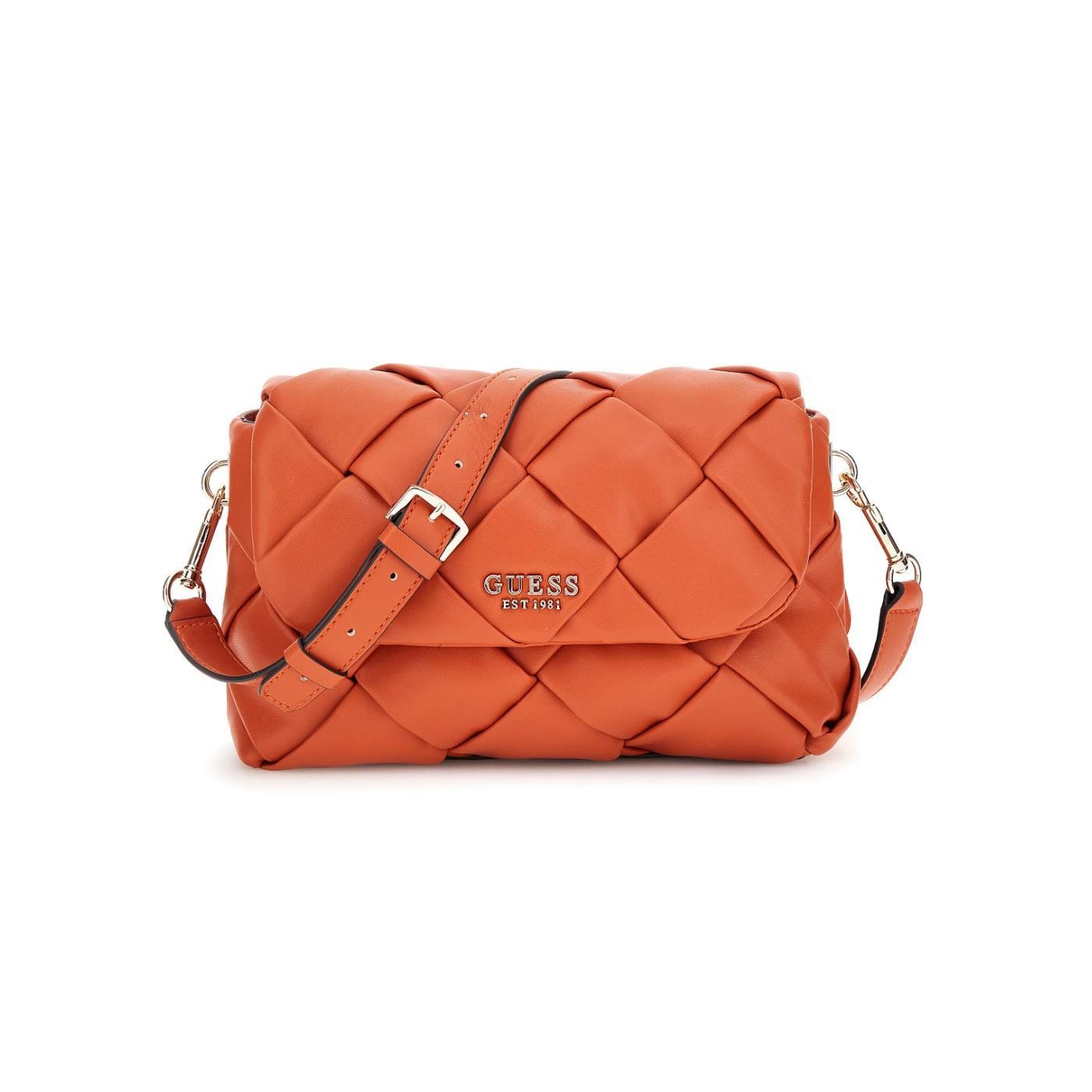 Bolso Guess Zaina naranja guateado para mujer