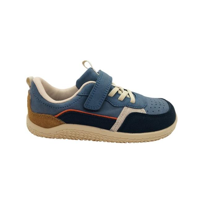 Zapatilla Barefoot Niño Gioseppo 80404: Suela Plana Flex, Fácil Cierre para Peques, Diseño Azul Marino y Mostaza