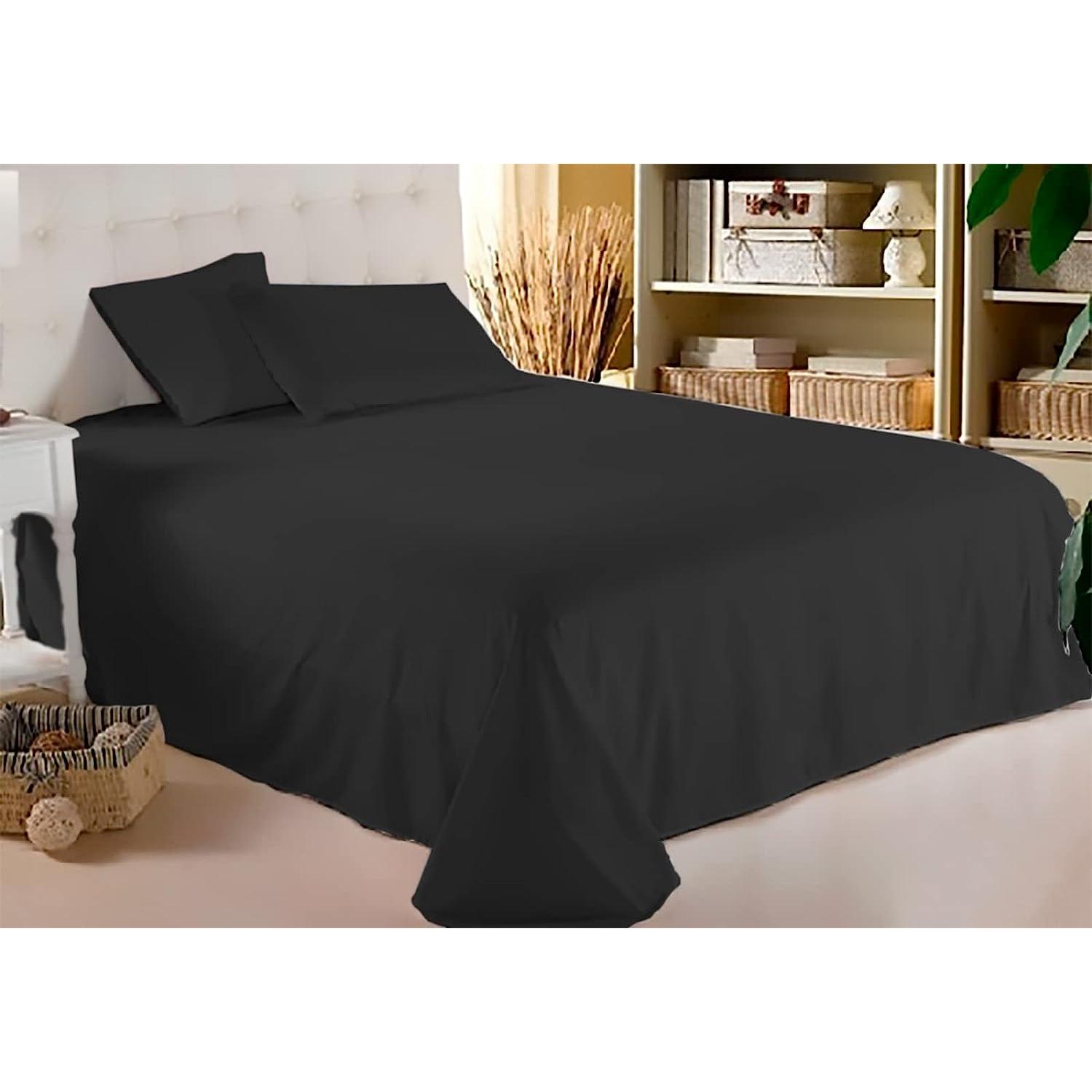Juego de Sábana de 3 Piezas Color Azul, para Cama, Sábana Bajera Ajustable para Cama + Sábana Encimera + Funda de Almohada