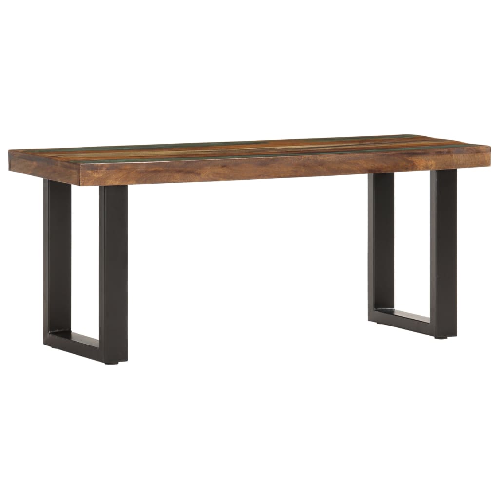 vidaXL Banco de madera maciza reciclada y acero 110 cm