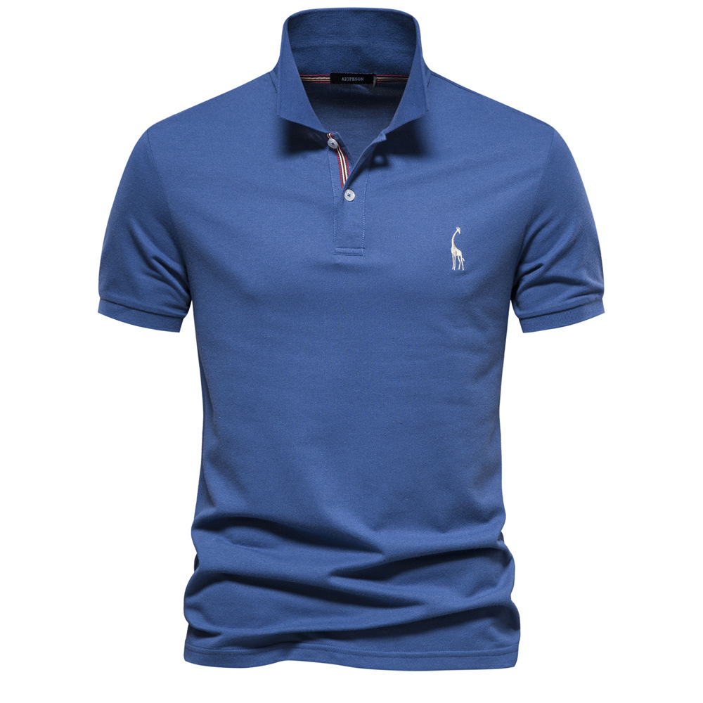 TK Camiseta POLO bordada con ciervo de algodón 80% de talla europea de alta calidad para hombre, camiseta básica de manga corta con solapa de color sólido para hombre