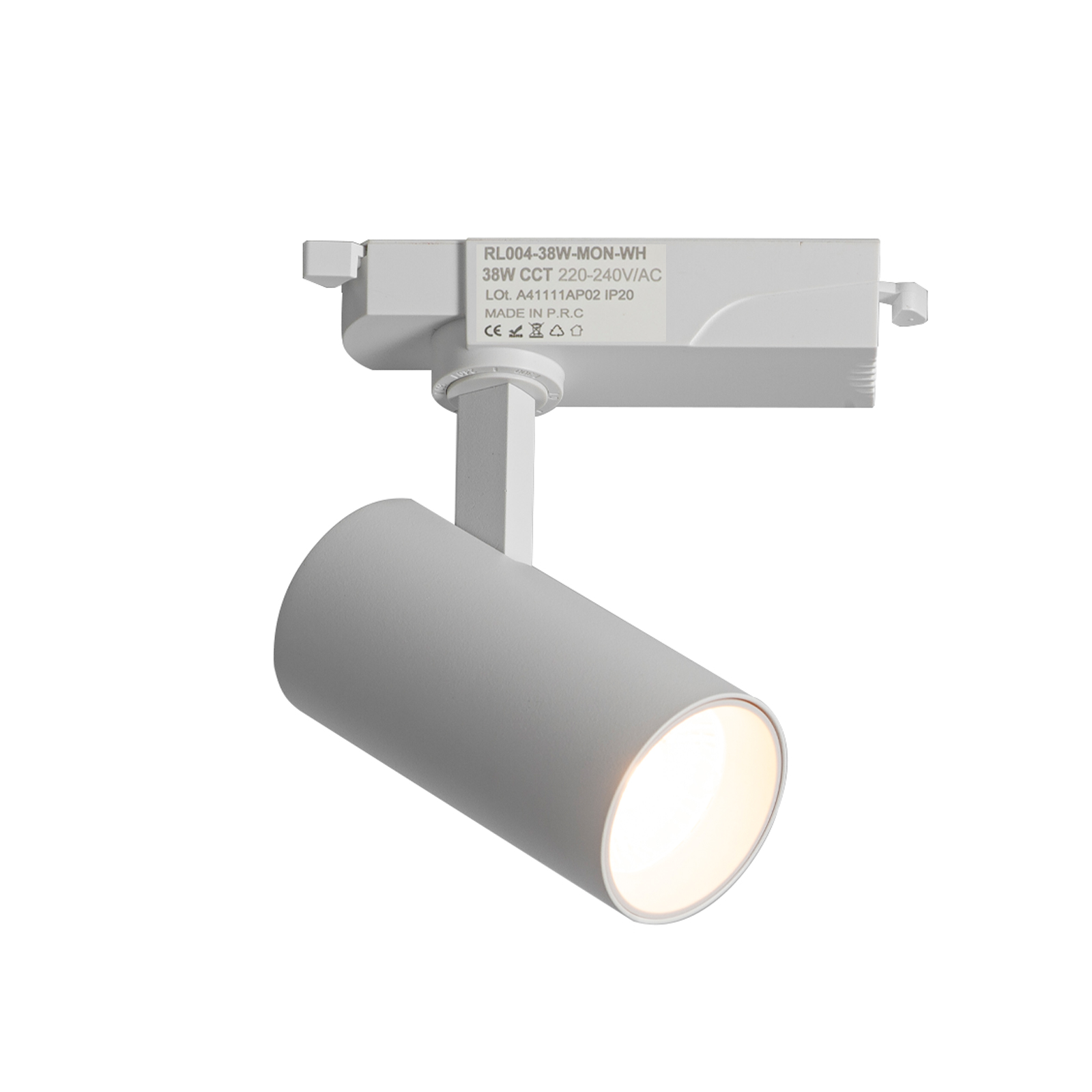 ALPINALUZ Foco LED para Carril Monofásico 38W CCT Seleccionable 2700K-4000K-6000K Orientable Blanco