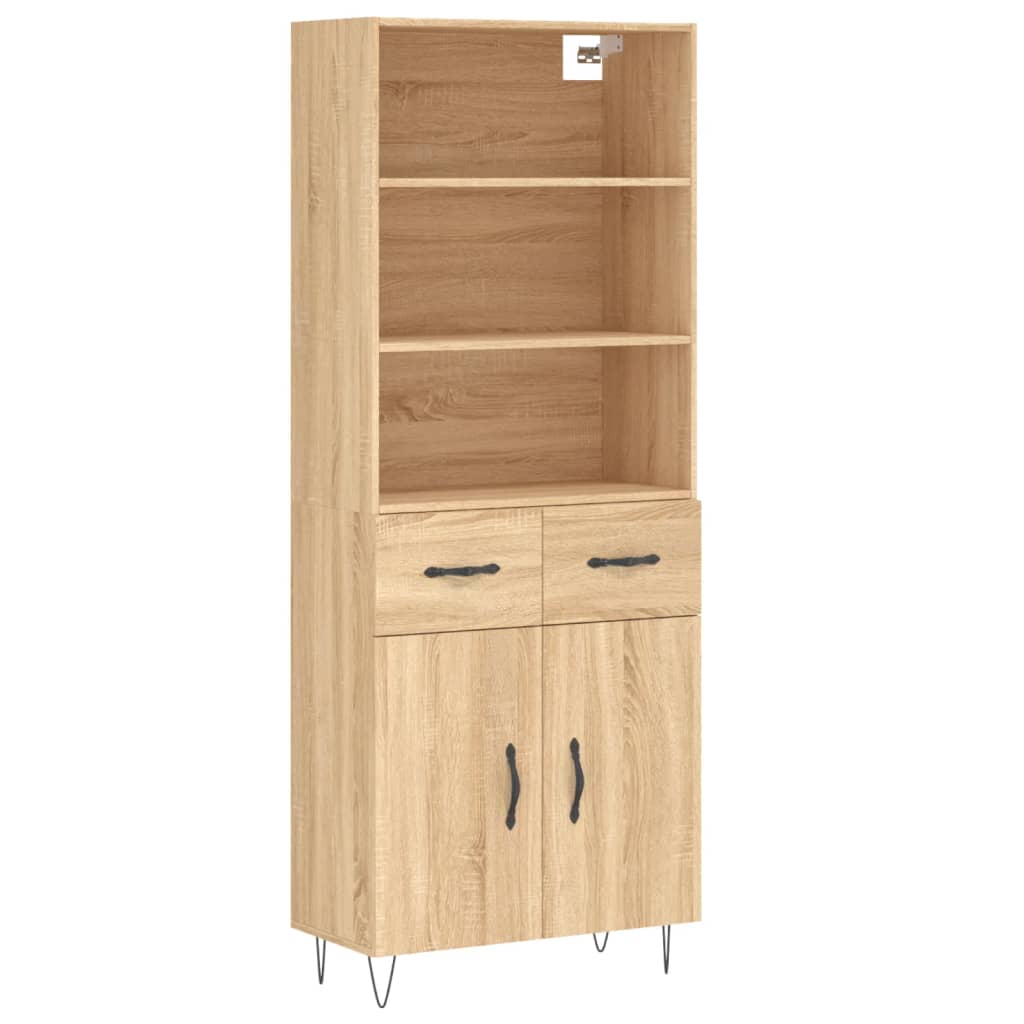 Vidaxl Aparador Alto Madera Contrachapada 69,5x34x180 Cm 2 Puertas 2 Cajones