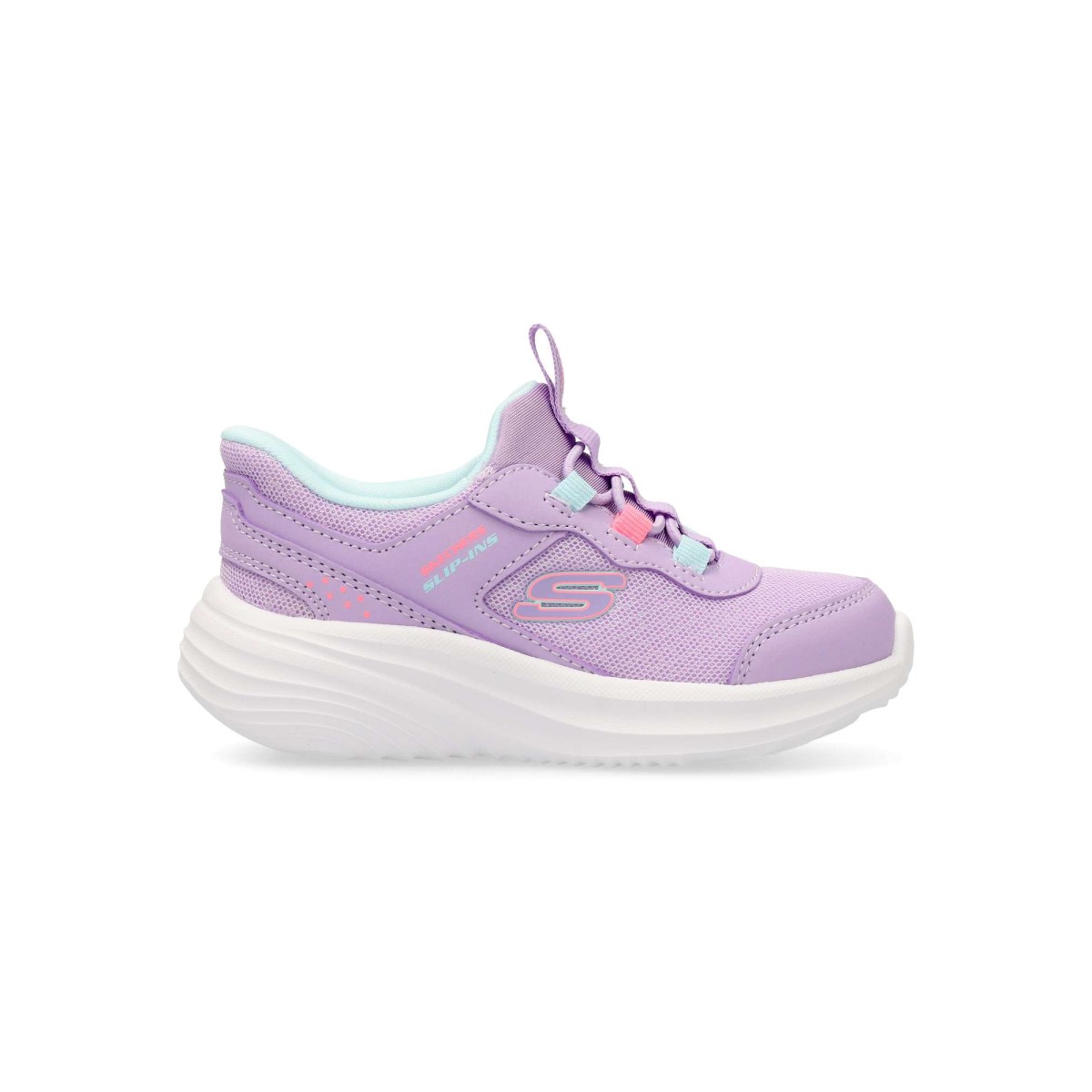 Skechers - Zapatillas deportivas para niña Slip-ins Bounder Pro Step One con malla y material sintético, cordones elásticos y plantilla acolchada Air-Cooled Memory Foam®