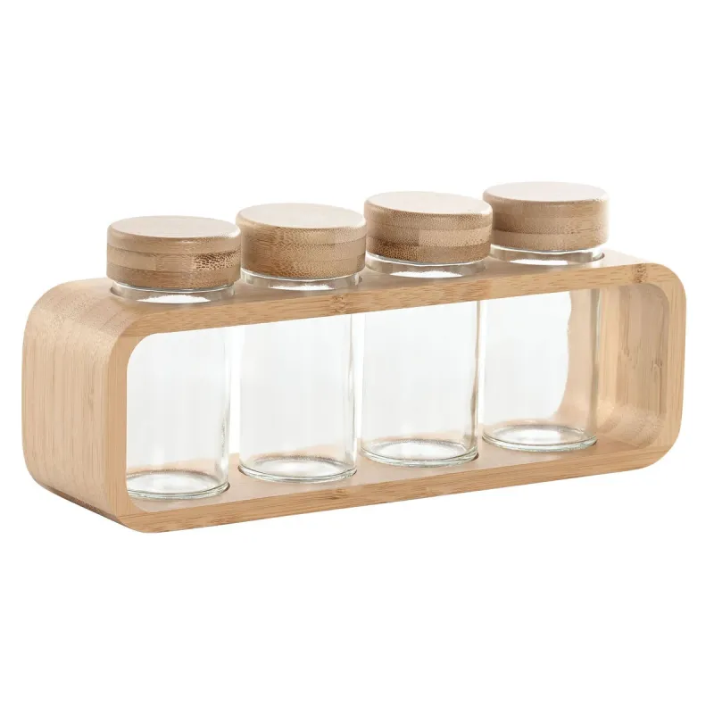 ESPECIERO SET 4 CRISTAL 25X6,4X10,6 90ML SOPORTE