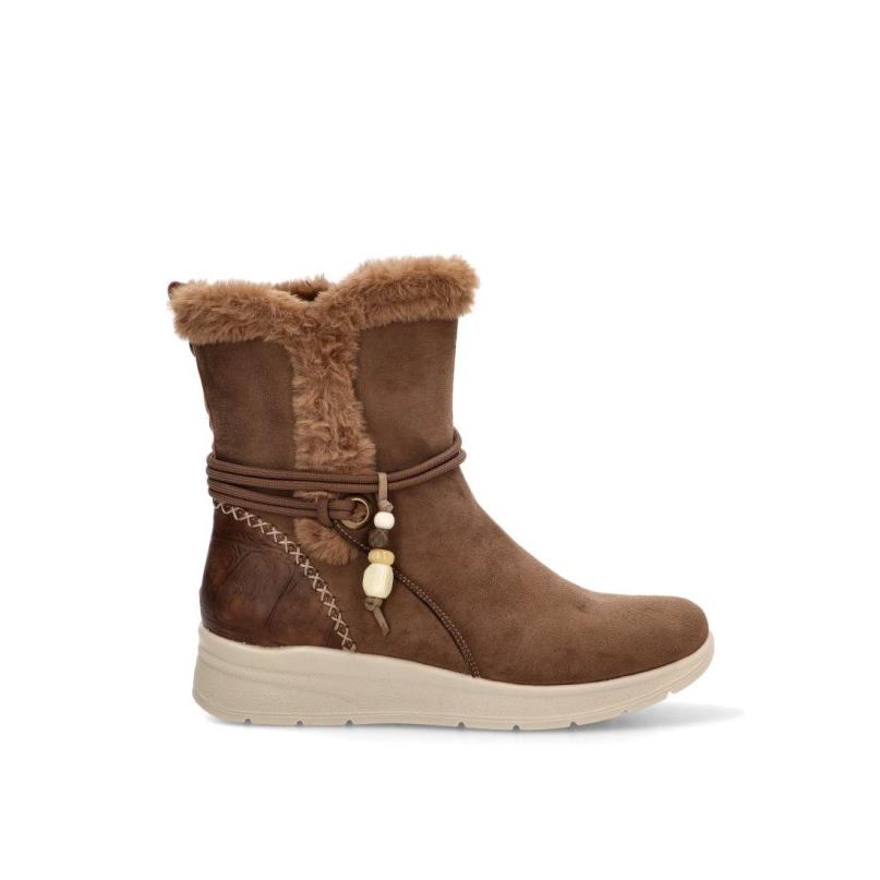 Botin Cómodas Amarpies - Mujer - Cuña Media - Modelo Atl31135 - Color Taupe