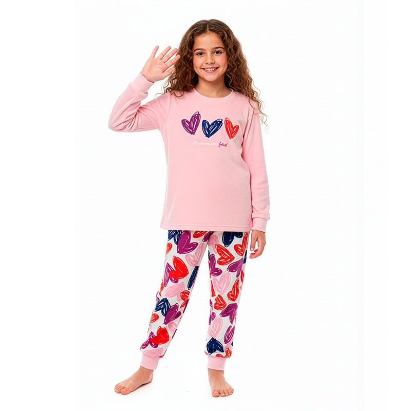 RUFINO DÍAZ Pijama Niña Invierno Terciopelo Spandex Corazones - Tacto suave y agradable