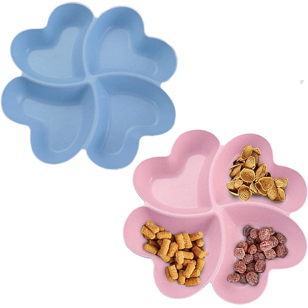 Platos para aperitivos con 4 compartimentos - Cuencos para aperitivos - Bandeja para aperitivos - Bandejas - Plato para aperitivos - Fiesta - Plato para fruta - Plato para servir aperitivos/patatas fritas - Platos de plástico para aperitivos - Platos de p