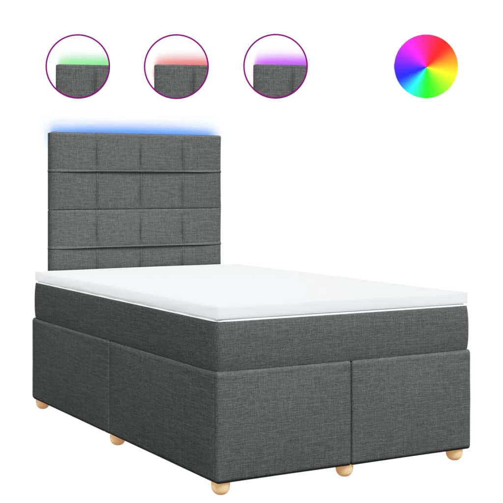 vidaXL Cama box spring con colchón tela gris oscuro 120x200 cm
