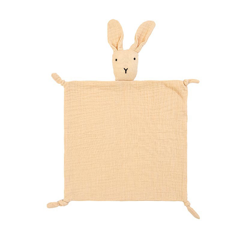 2 piezas--Paño de consuelo de gasa de algodón, paño para babas de uso diario, clase A, mordedor, peluche de conejo.