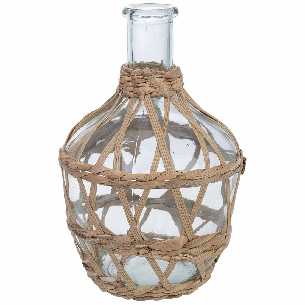 Wonderlust Deco - Jarrón de vidrio forrado de fibras naturales marrón D12x20.5h cm Marrón D12x20.5h cm