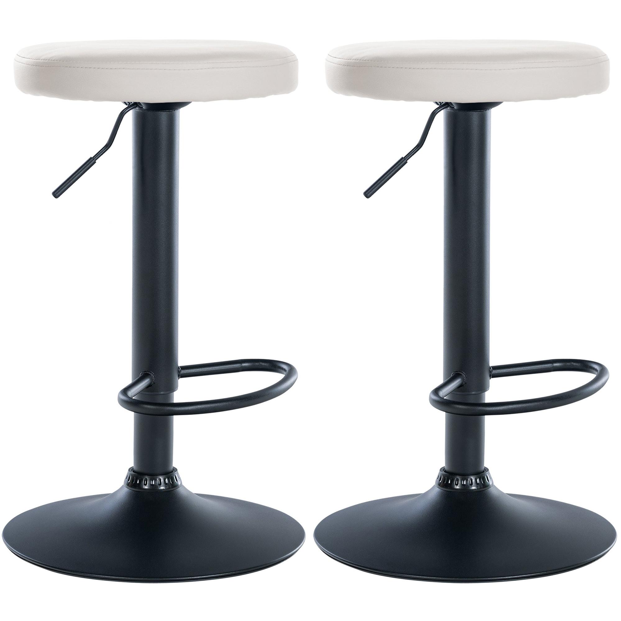 Set de 2 taburetes de bar Ponte en polipiel Blanco,Metal negro mate