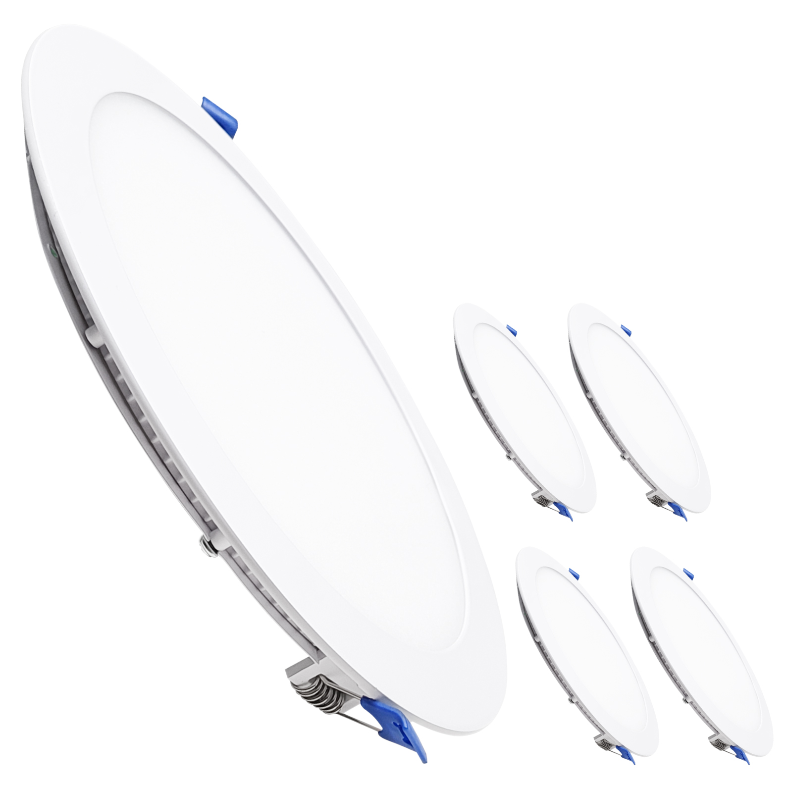 LED ATOMANT Panel Downlight LED redondo plano CCT 20W 220 mm, 2100 lúmenes, luz regulable en temperatura (blanco cálido, neutro y frío), driver incluido, ideal para empotrar en techos de interiores, iluminación eficiente para hogar, oficinas.