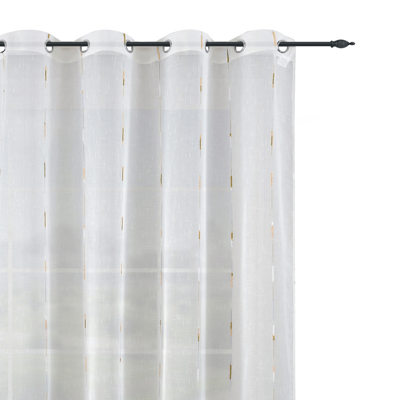 Cortinas Poliéster Translucidas Bordadas de un Visillo Modernas 150x260cm de Efecto Lino para Sala Cuarto Dormitorio Comedor Cocina Salón, Cocina  Pack de 2 Piezas con Ojales Plateados.