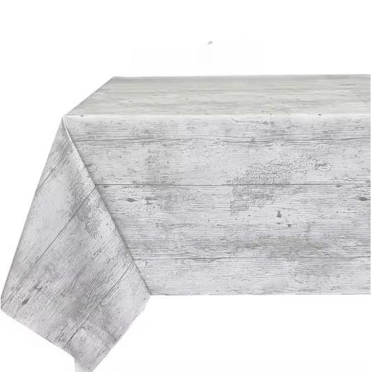 Mantel de PVC Blanco con Diseño de Madera Envejecida - Hulehule Tex Madeira Impermeable, Fácil de Limpiar y Resistente a Manchas