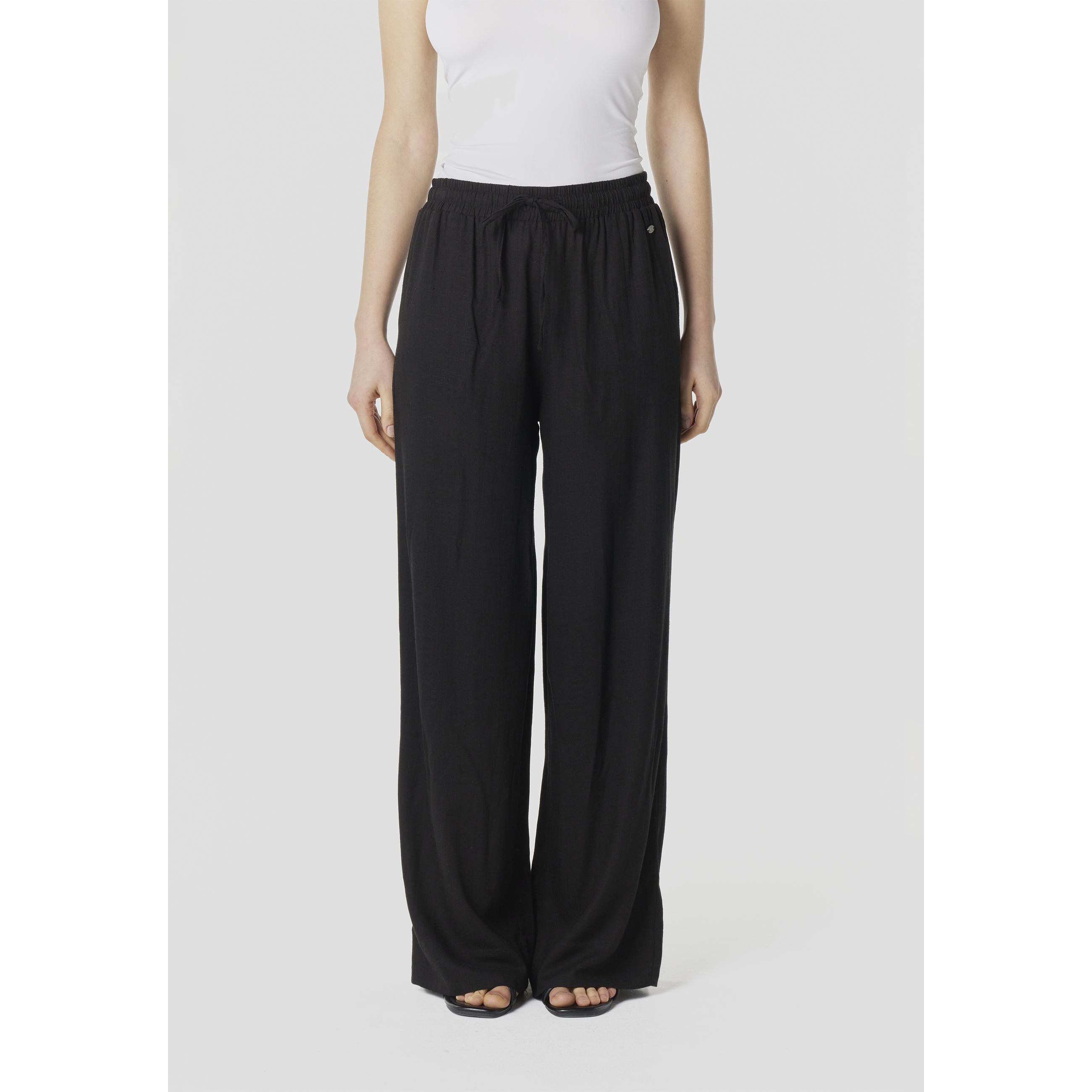 Koroshi - Pantalón jogger mujer de lino y viscosa 80/20, corte relajado tobillero con cintura ajustable y bolsillos funcionales para verano