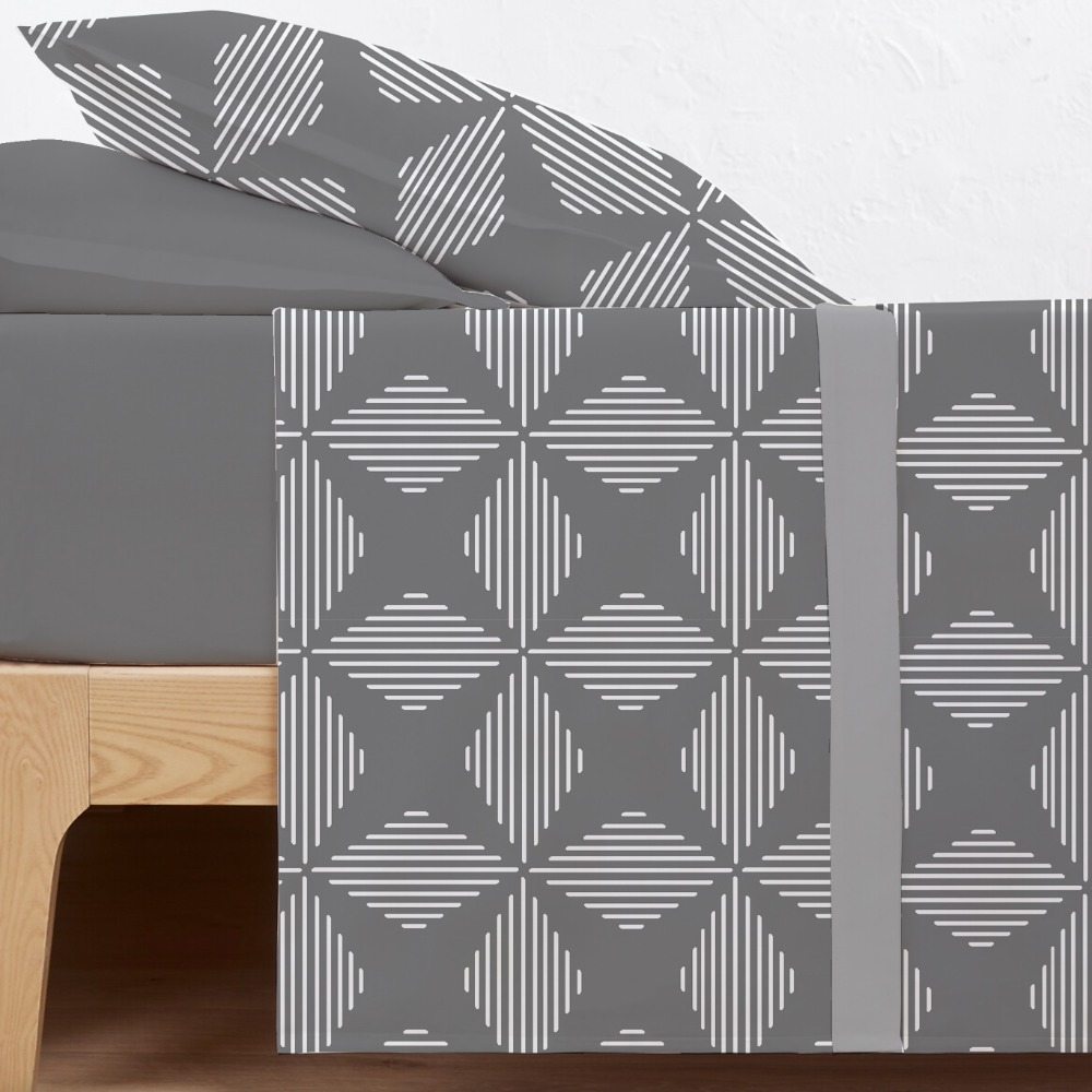 CARPE DIEM Sabanas Invierno térmicas de Coralina Estampadas, Doble Cara Térmica Mod. ROMBOS Gris para Cama 90,105,135,150 y 180 .Gramaje 200 gr/m extra suave