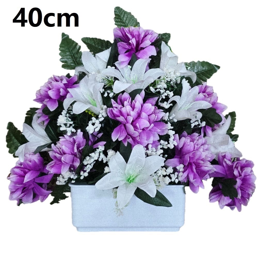 Flores artificiales para cementerio,Centro Flores para santos duraderas de tela con maceta,Gerimport,Envios desde España