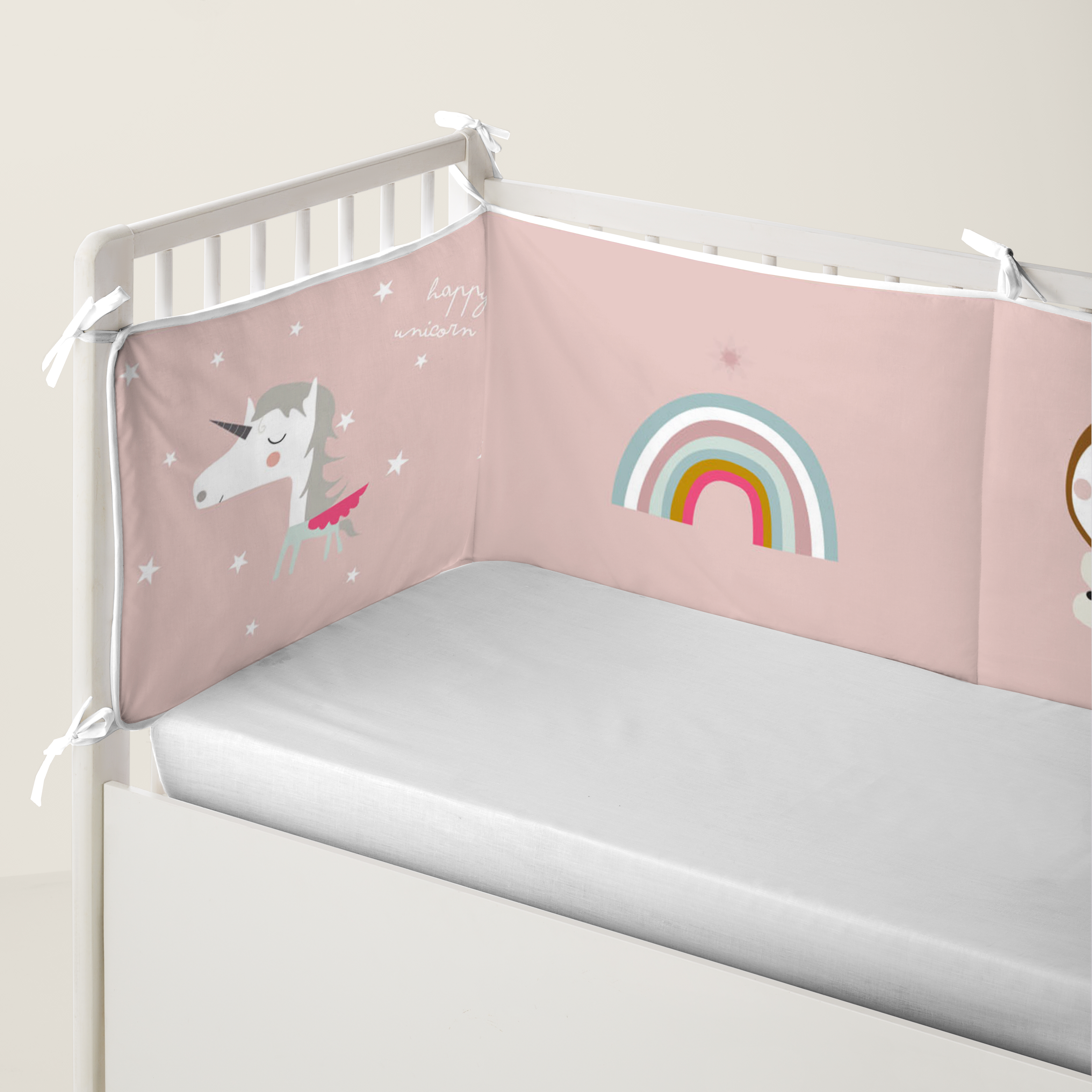 HACIENDO EL INDIO - Protector de Cuna Chichonera 100% Algodón - Protector Acolchado Antigolpes con Cintas de Sujeción - Medida 60x60x60+40 cm - 32 Modelos - Fabricado en España