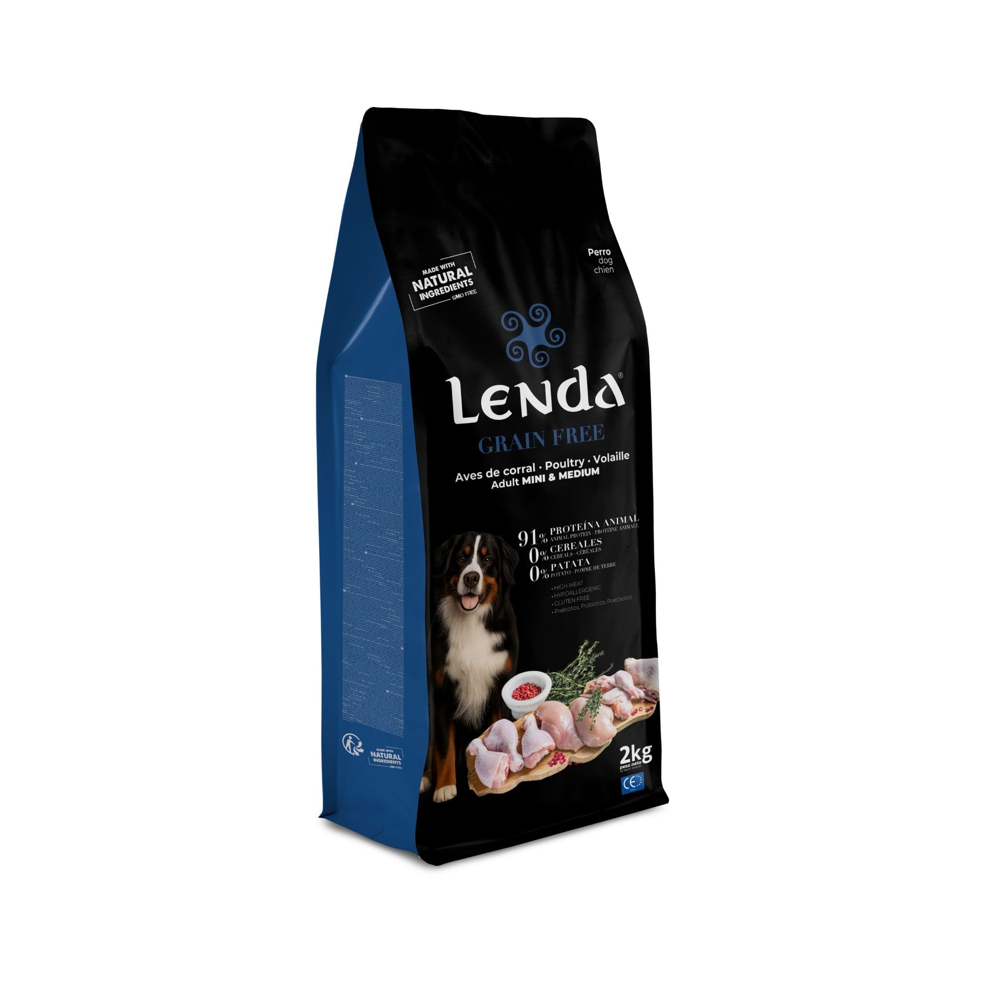 Lenda Grain Free Pato y Pavo - Pienso Hipoalergenico Alto en Carne Sin Cereales para Perros - Pienso sin Grano ni Patata para Digestion - con Probioticos y Condroprotectores para Articulaciones