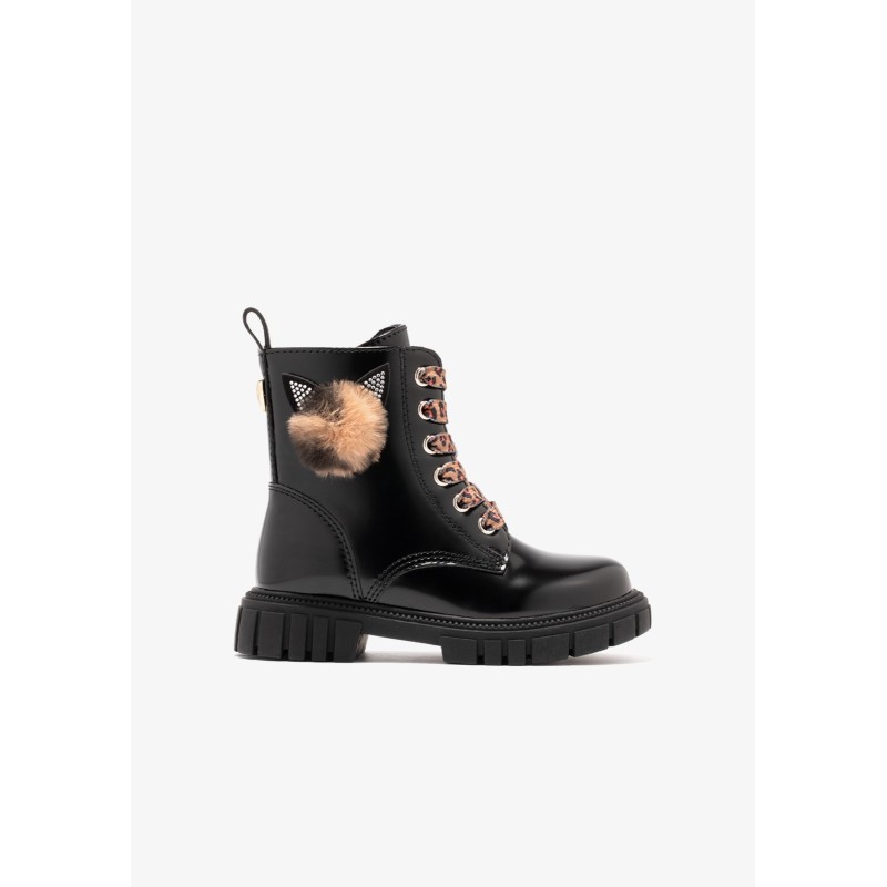 Botas militares niña CONGUITOS COSH244020 BLACK MILITAT BOOTS LEOPARD PLUSH BLACK 39986 26I
