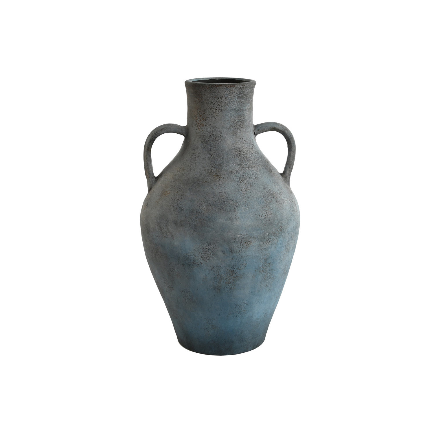 Jarrón decorativo, de terracota, envejecido, en color gris azul, medidas 25x25x44 cm Fijalo