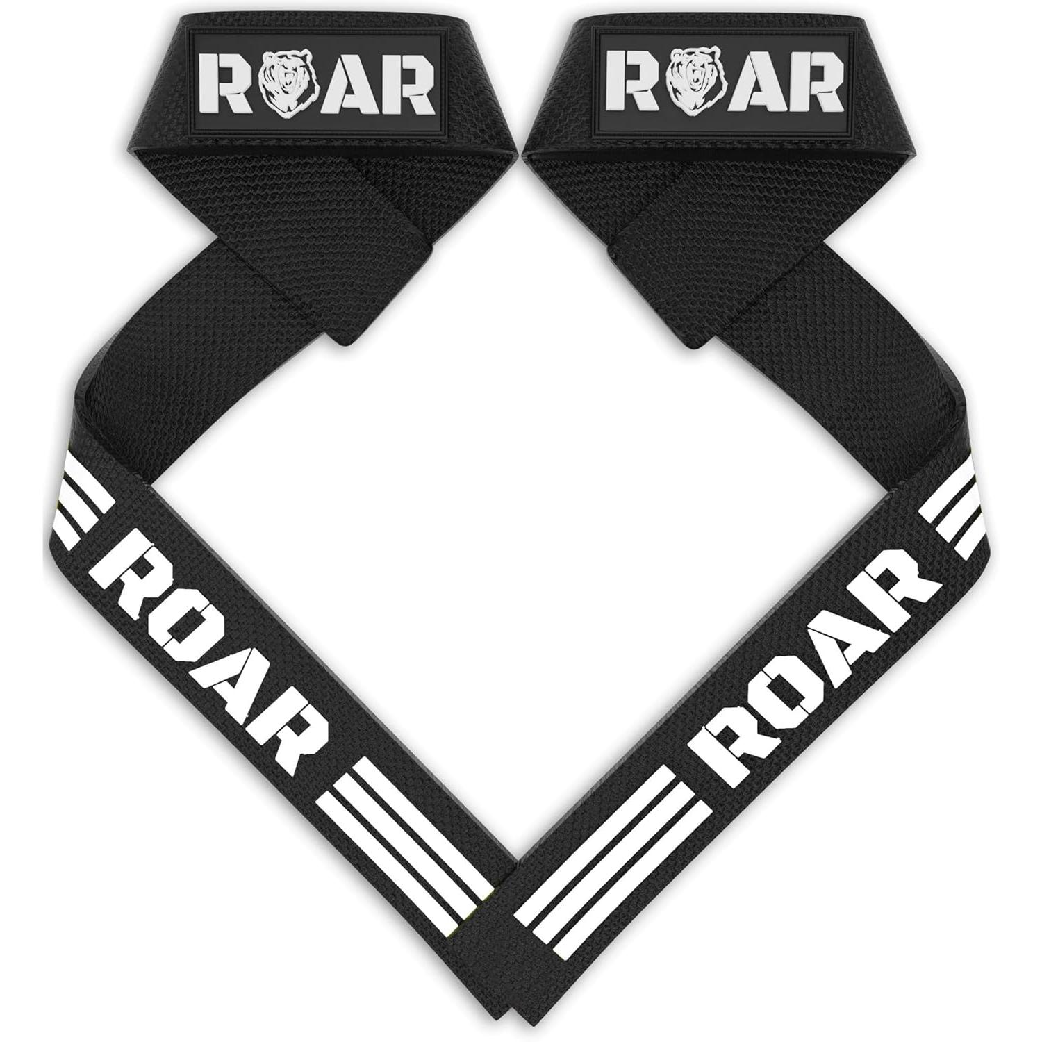 Roar® Correas Levantamiento de Pesas Profesionales 100% Algodón, Straps Powerlifting, Agarres para Gym, Agarraderas Gimnasio para Peso Muerto, Crossfit Weight Lifting
