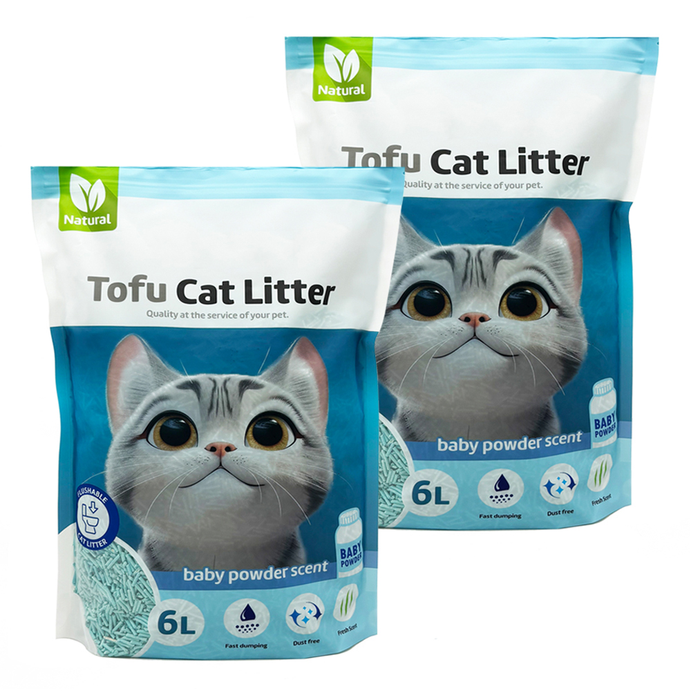 Arena Aglomerante para Gatos Arena de Tofu para Gatos sin Polvo Fácil de Aglomerar Controla los Olores se Lanza en el Inodoro Sabor Baby Powder BPS-15456