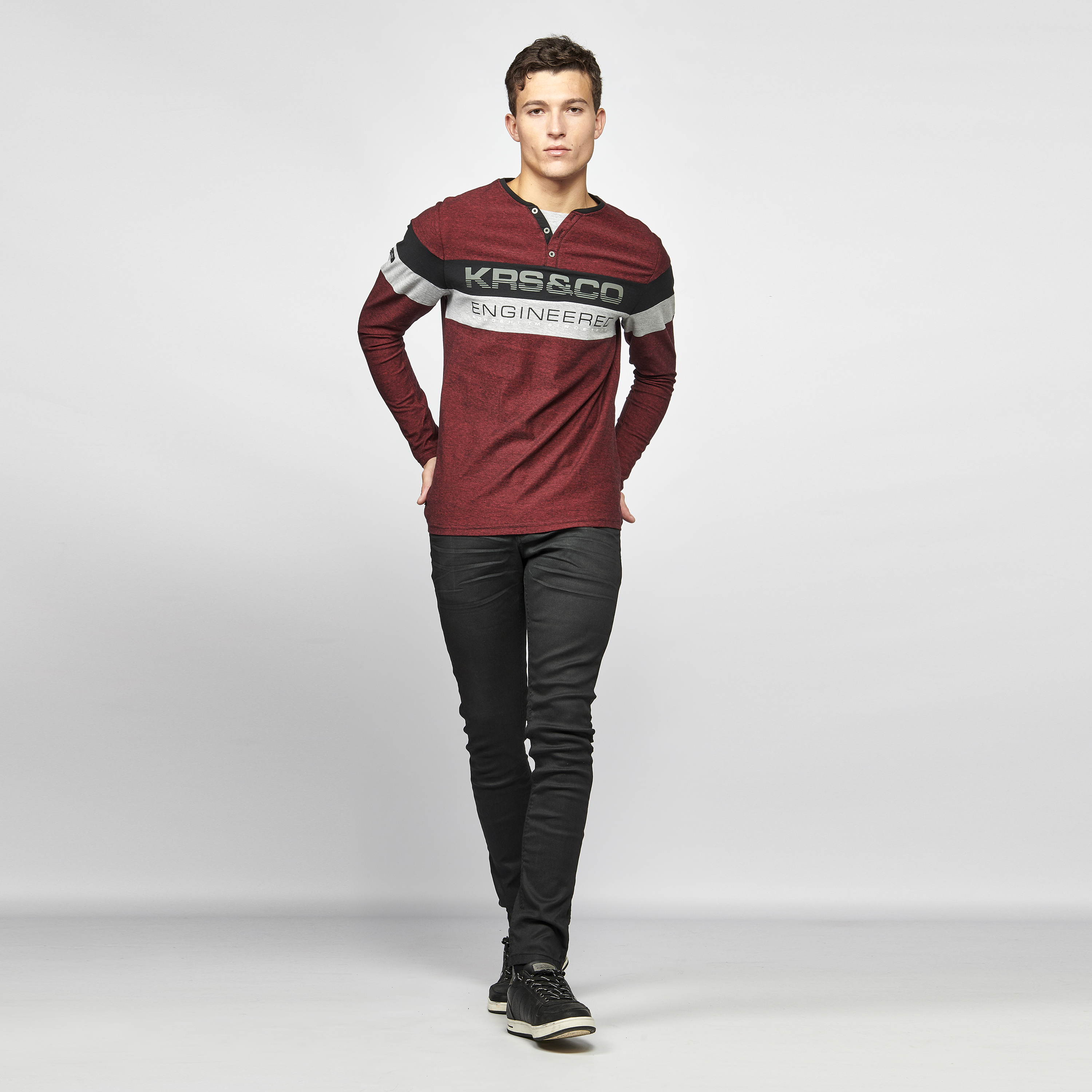 Koroshi Camiseta Manga Larga Hombre Cortes a Contraste – Koroshi