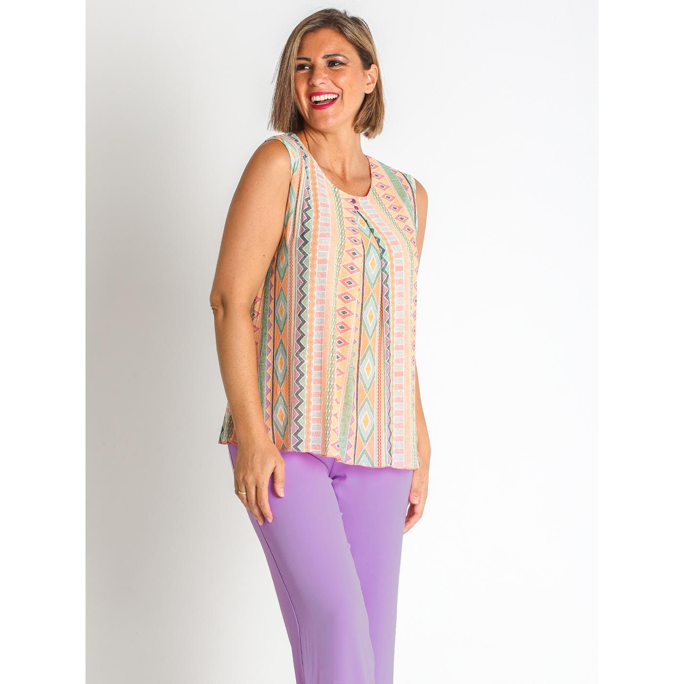 3671960  TOP TUL ESTAMPADO CENEFAS PES. RECICLADO