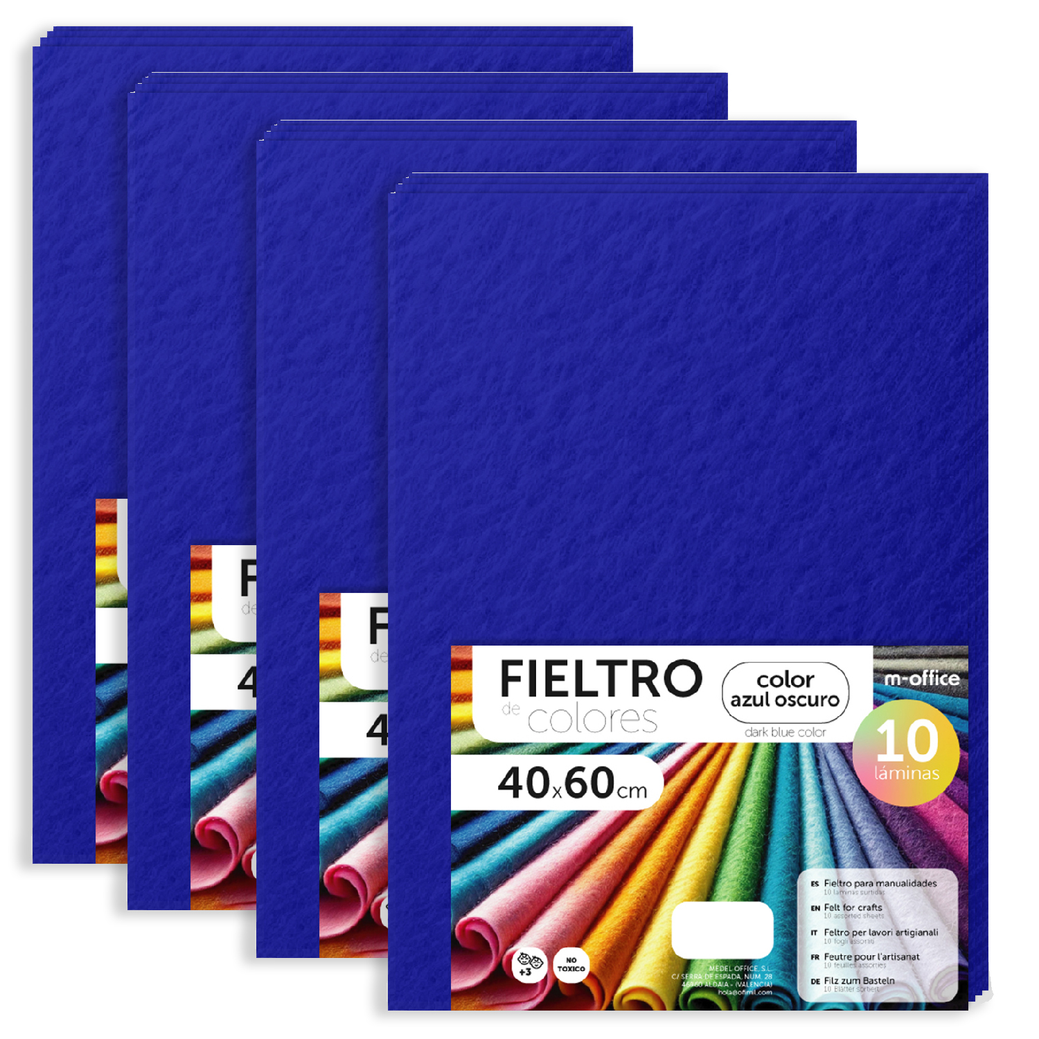 Fieltro para Manualidades, Fieltro de Colores, Suave y Flexible, Material para Costura, Telas Patchwork, Ideal para proyectos DIY, artesanía o decoración, 40x60cm - m-office (azul oscuro, 40 uds)