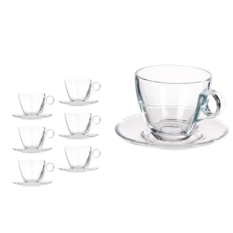 TRESV Set de 4 y 6 Tazas Transparentes de Cristales de Alta Calidad - 95ml, 225ml y 350ml