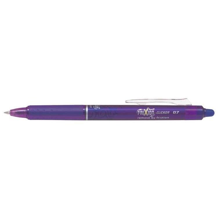 Pilot boligrafo de gel borrable retractil frixion clicker - punta de bola redonda 0.7mm - trazo 0.4mm - grip ergonomico - color violeta (12 uds)