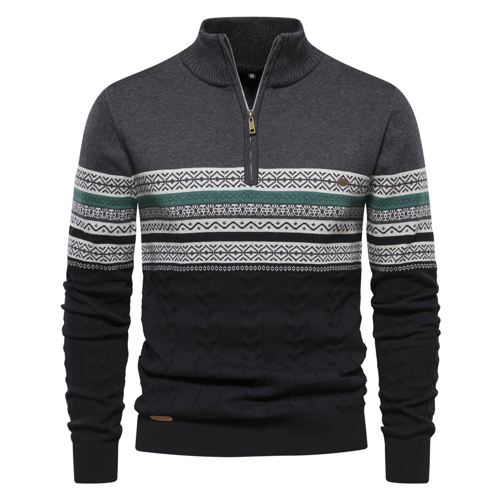 TK Suéter de punto para hombre con cuello alto y media cremallera, ideal para otoño/invierno.