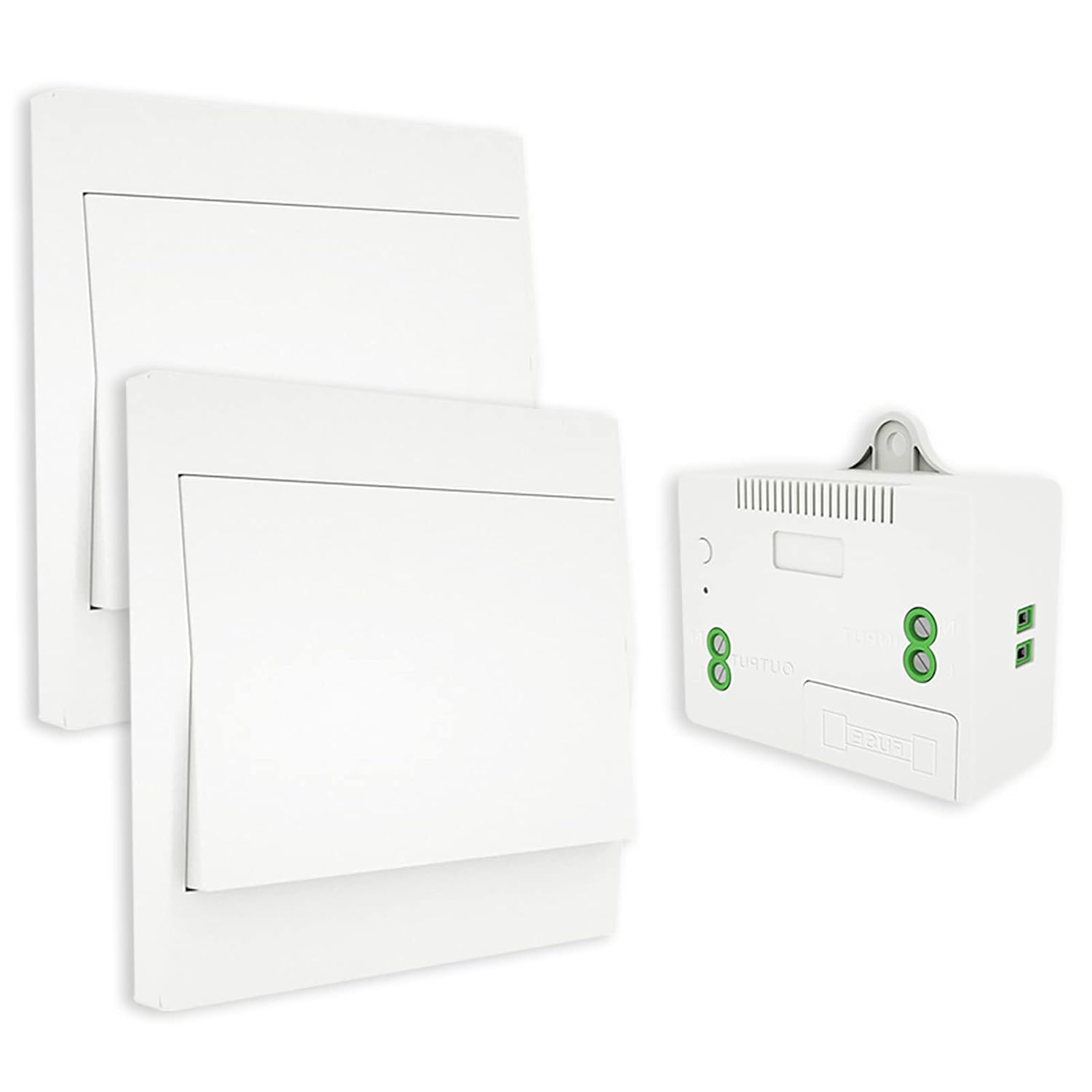 Interruptor Inalámbrico Autoalimentado de Luz Conmutador RF433, Sin Cables Sin Bateria, Interruptor Pared con Receptor Lámpara Casa Iluminación (2 Interruptores 1 Receptor Kit)
