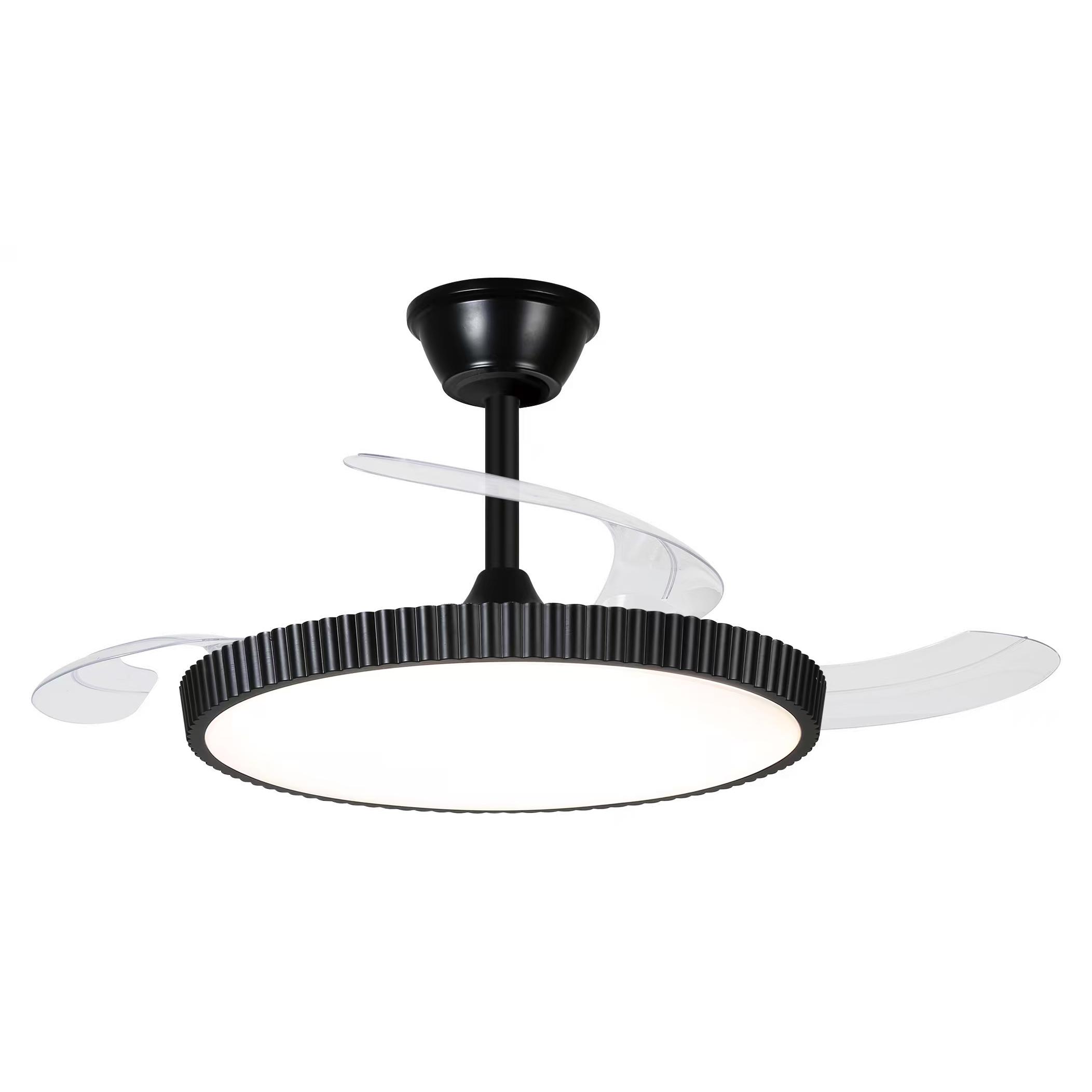 NARVI Ventilador de techo color Madera Haya, 3 Palas Retráctiels ,Motor DC 30W , Luz LED 45W x2, Regulable en intensidad  y color .  Con Memoria y Mando a distancia. REF MANHATTAN 8996 BK