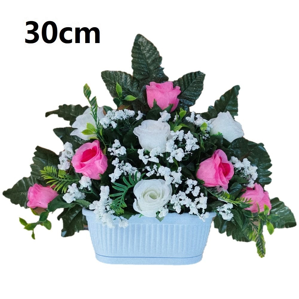 Flores artificiales para cementerio,Centro Flores para santos duraderas de tela con maceta,Gerimport,Envios desde España