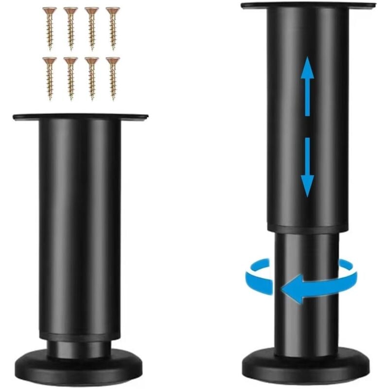 CA Patas metálicas ajustables para muebles - Juego de 4 patas para sofá, sillón, armario y cama - Altura de 18 a 30 cm - Patas de apoyo para silla, mesa de centro y cómoda