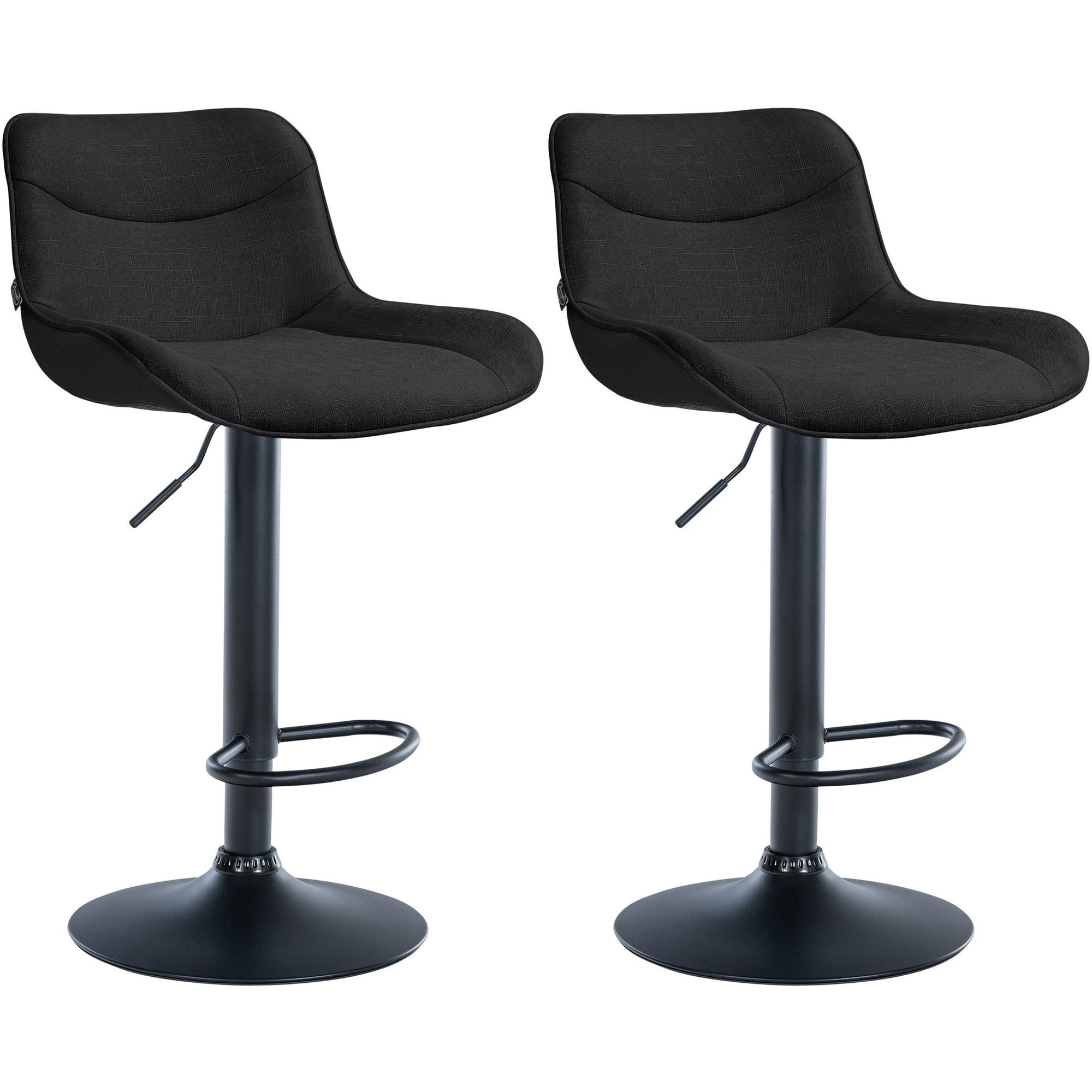 Juego de 2 taburetes de bar Vonore en tela Negro,Negro