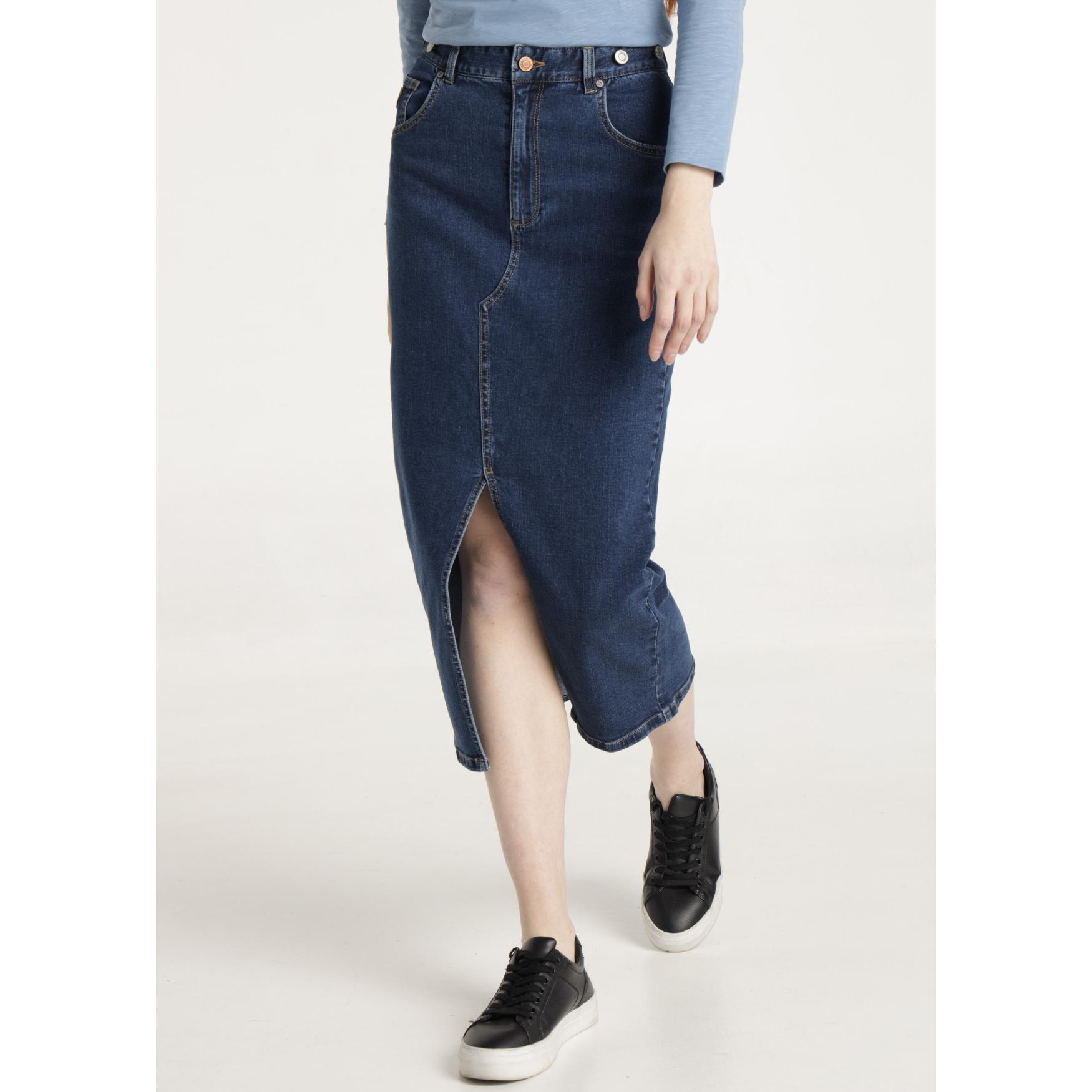 LOIS JEANS - Falda larga tejana con abertura frontal