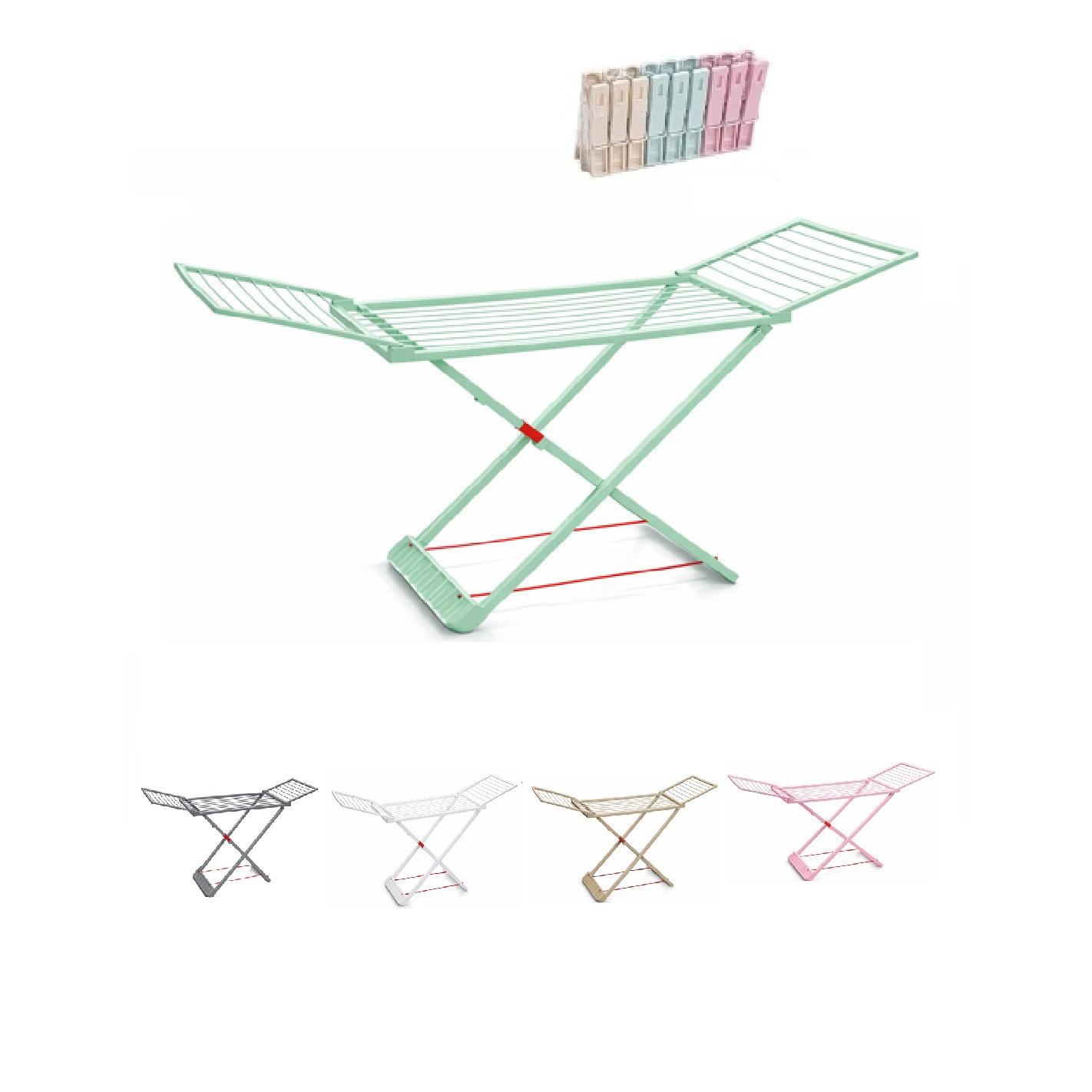 Tendedero Plegable de Resina con Alas, 20m | Incluye 20 Pinzas | Tendal con Alas Plegable de 180x108 cm | Resistente al Sol