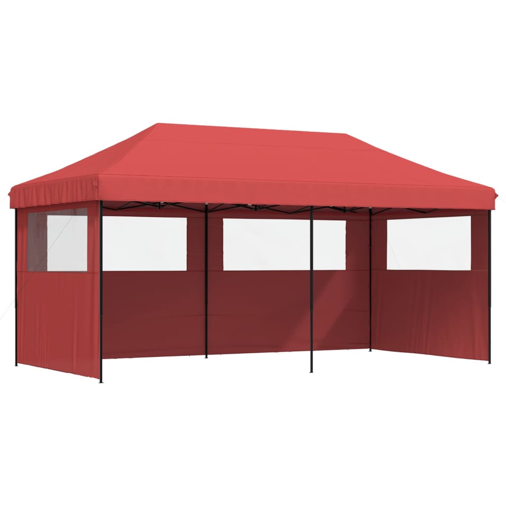 vidaXL Tienda de fiesta plegable Pop-Up 3 paredes laterales burdeos