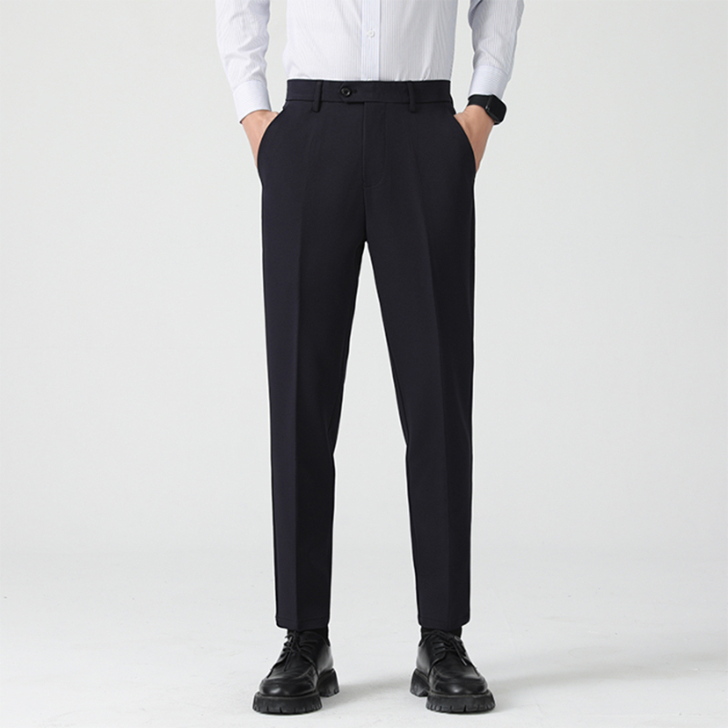 TK Pantalones De Traje Slim Para Hombre Con Cintura Elástica Estilo Coreano Pantalones Casuales De Tres Piezas De Color Sólido Adecuados Para Todas Las Estaciones
