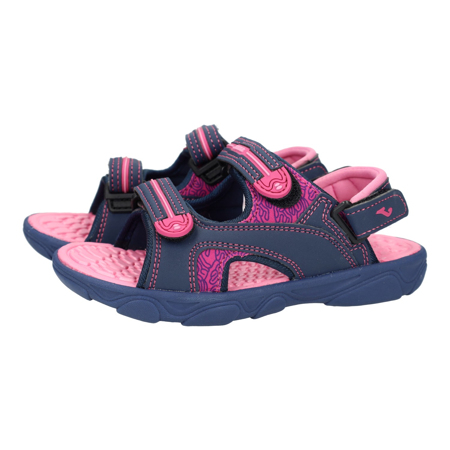 Sandalias marca JOMA para niña en color marino-fuxia. Sandalias de verano para niñas, color azul marino y fucsia, con cierre adhesivo, sandalias de goma para niñas