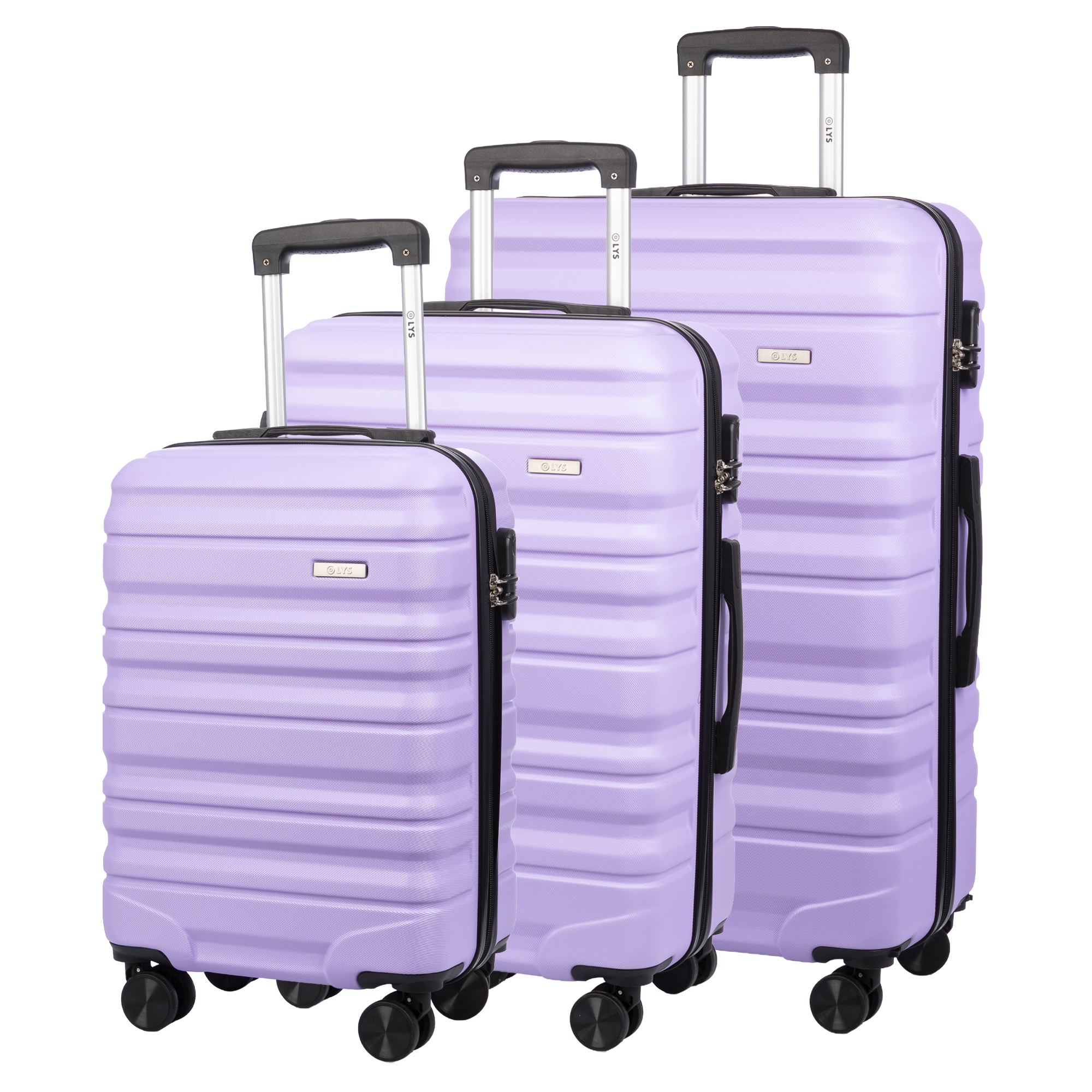 DAM. Juego de 3 maletas Trolley, en material ligero ABS de alta resistencia. Cerradura numérica y 4 ruedas giratorias 360° extraíbles en la maleta grande. 52x28x75cm