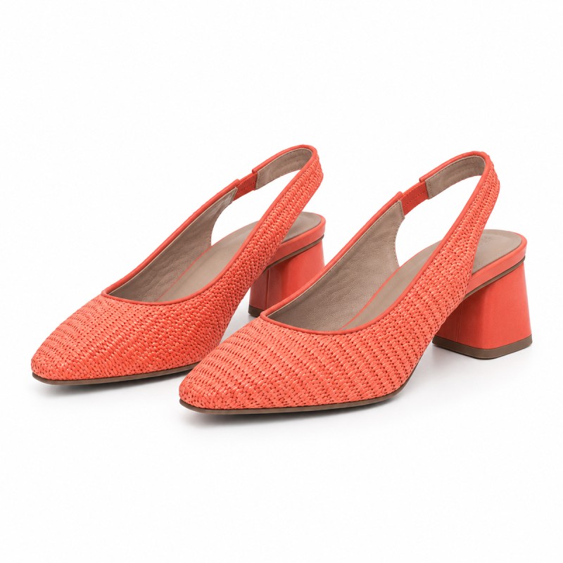 Zapato Destalonado De Tacón Bajo Para Mujer, Color Naranja. Montevita Veronaza 105303