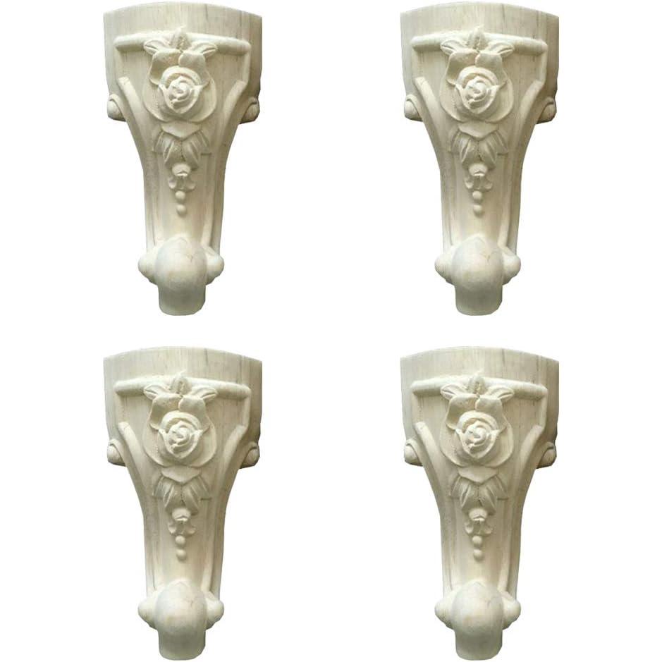 4 Piezas Patas de Madera Repuesto Talladas, 15cm/6 Pulgadas Piezas Gabinete Patas, Sofá Pies, Smooth, Duradero, para Tallar Muebles de Repuesto, para Decoración de Sofá, Armario, Mesa (6.5*15cm)